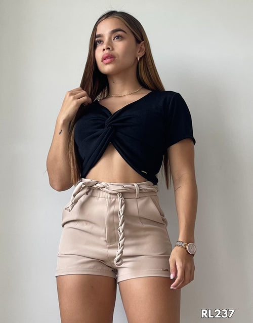 Blusa Manga Corta Nudo Delantero