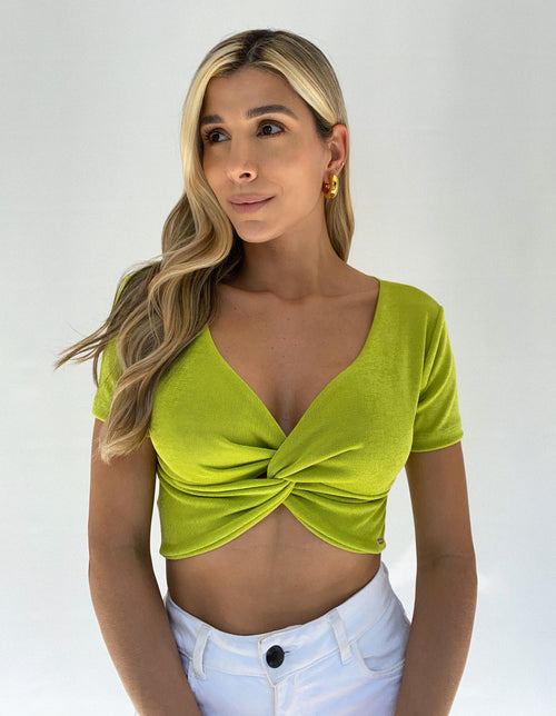 Blusa Manga Corta Nudo Delantero