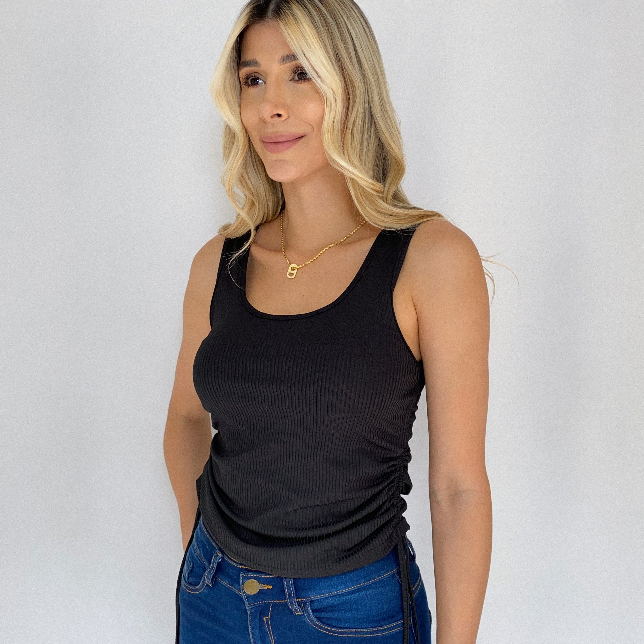 Blusa Rib Manga Sisa Runche Lados