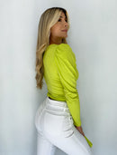 Blusa Manga Larga Tiras Para Cruzar