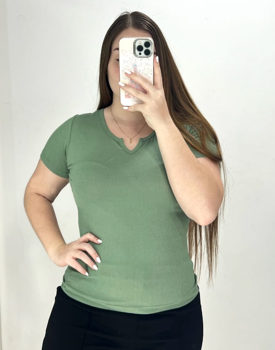 Blusa Manga Corta Rib