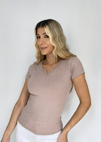 Blusa Manga Corta Cuello V Rib