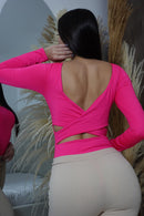 Body Manga Larga Cruzado En Espalda