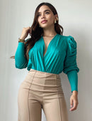 Body Manga Larga Resorte Escote