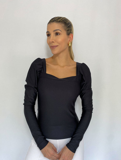 Blusa Manga Larga Escote Cuadrado