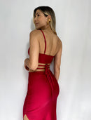 Conjunto Croptop Tiras Falda Abertura