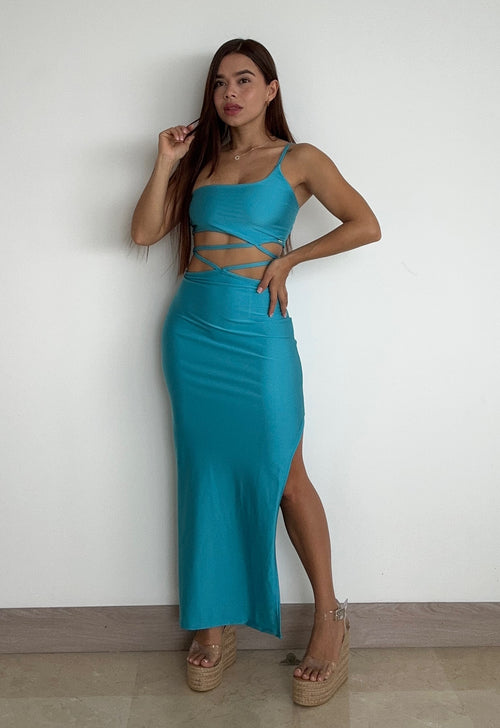 Conjunto Croptop Tiras Falda Abertura