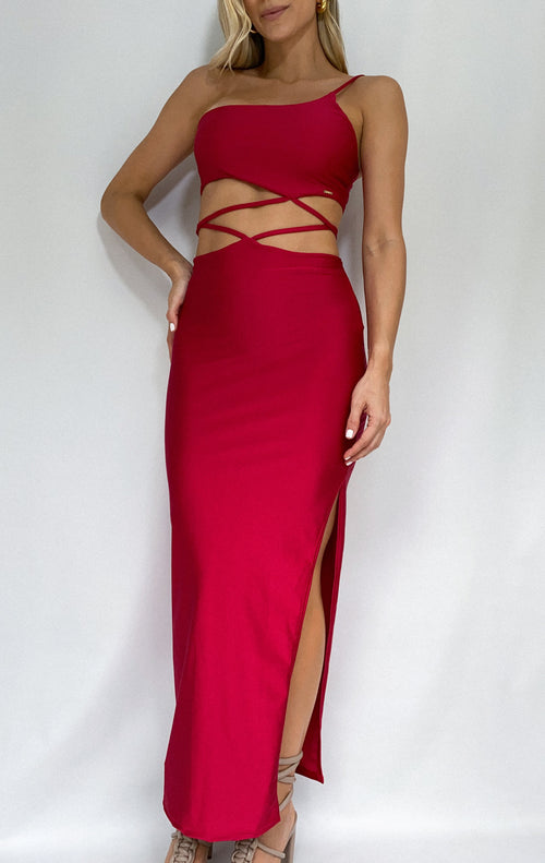 Conjunto Croptop Tiras Falda Abertura