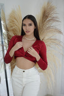 Blusa Manga Larga Nudo Adelante