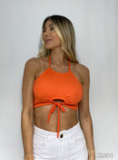 Crop Top Tiras Amarra En Cuello