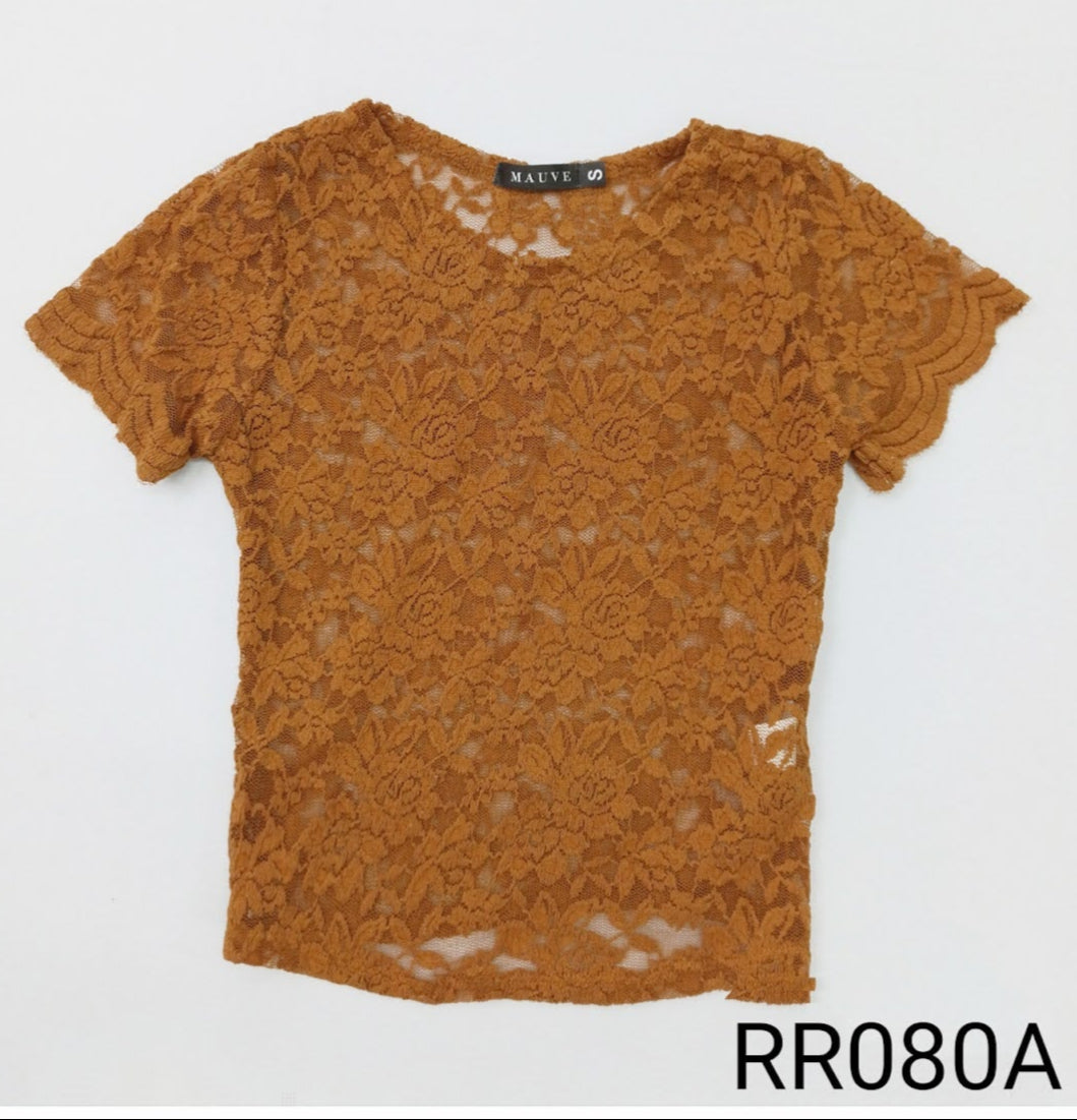 Blusa manga corta en blonda