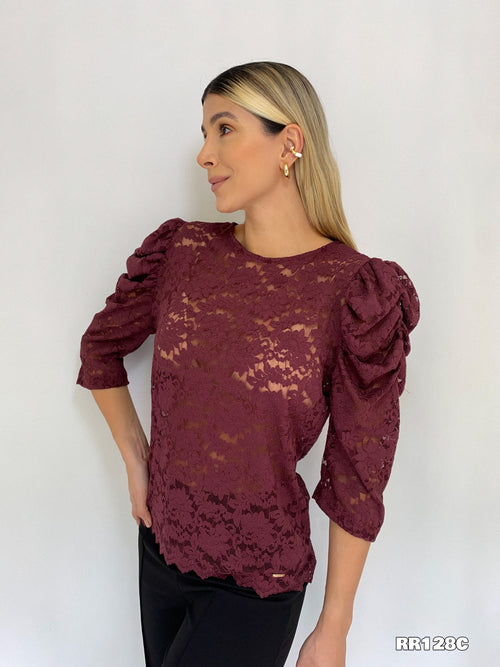 Blusa Blonda Manga Corta Bombacha