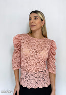Blusa Blonda Manga Corta Bombacha