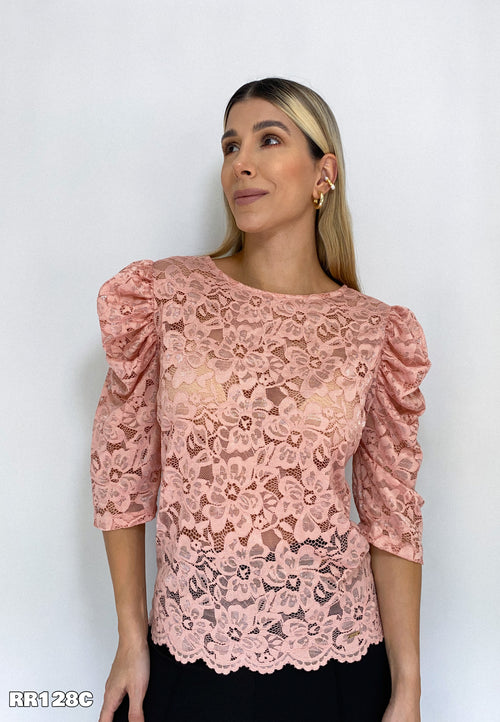 Blusa Blonda Manga Corta Bombacha