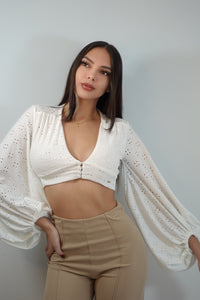 Blusa Manga Larga Bombacha Escote Boton