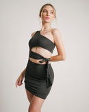 Vestido Asimetrico Abertura Cintura