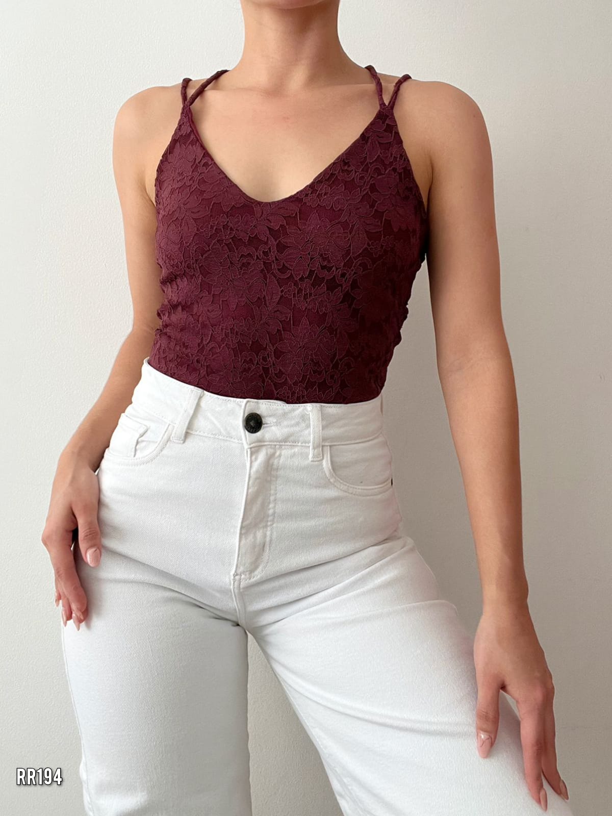 Body Blonda Cuello V De Tiras