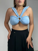 Crop Top Con Argolla Centro Solo Fondo