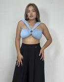 Crop Top Con Argolla Centro Solo Fondo