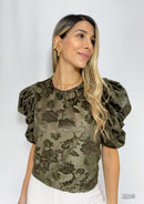 Blusa Manga 3/4 Grabado Flores