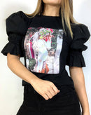 Blusa manga corta aplique