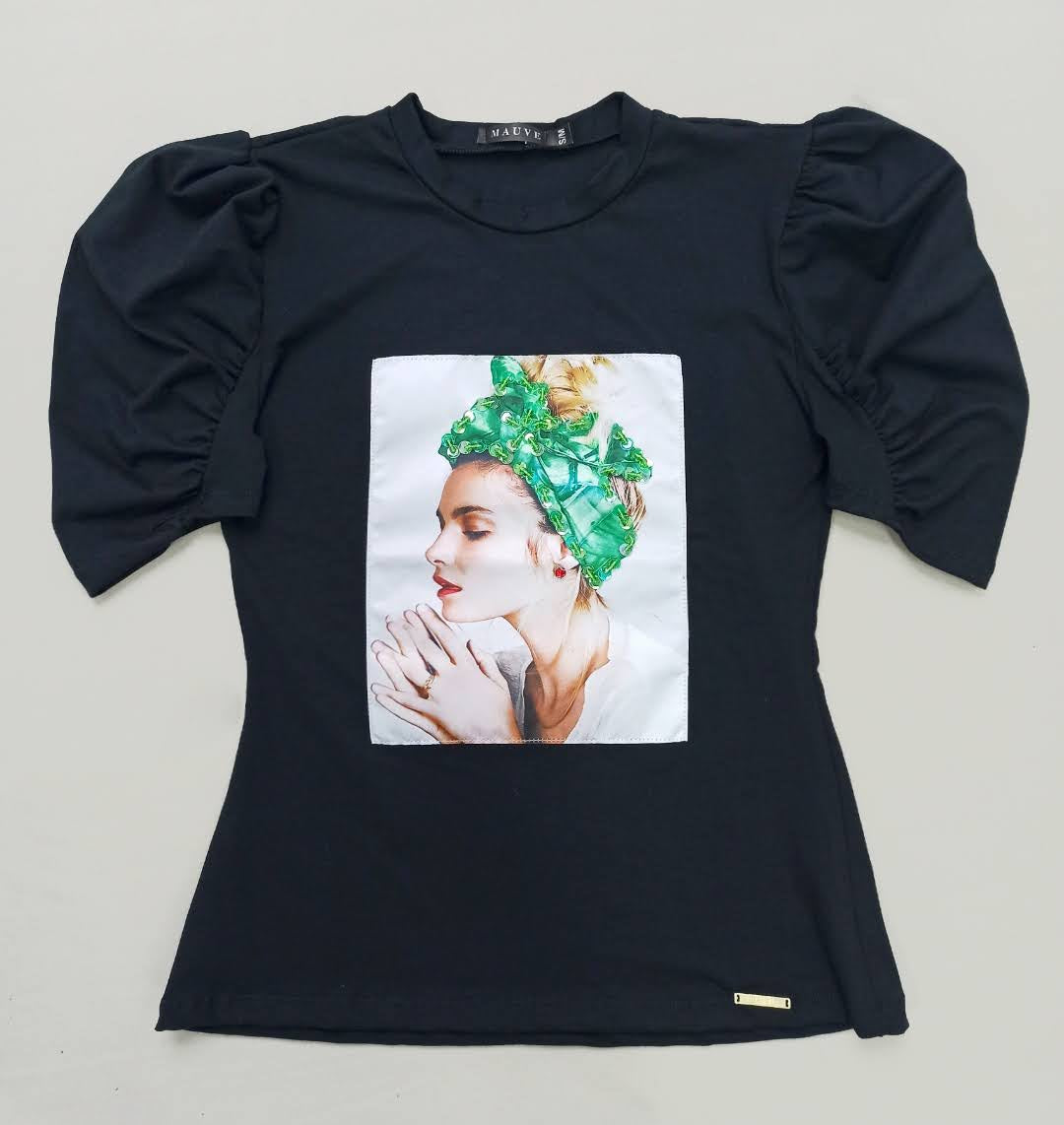 Blusa manga corta aplique