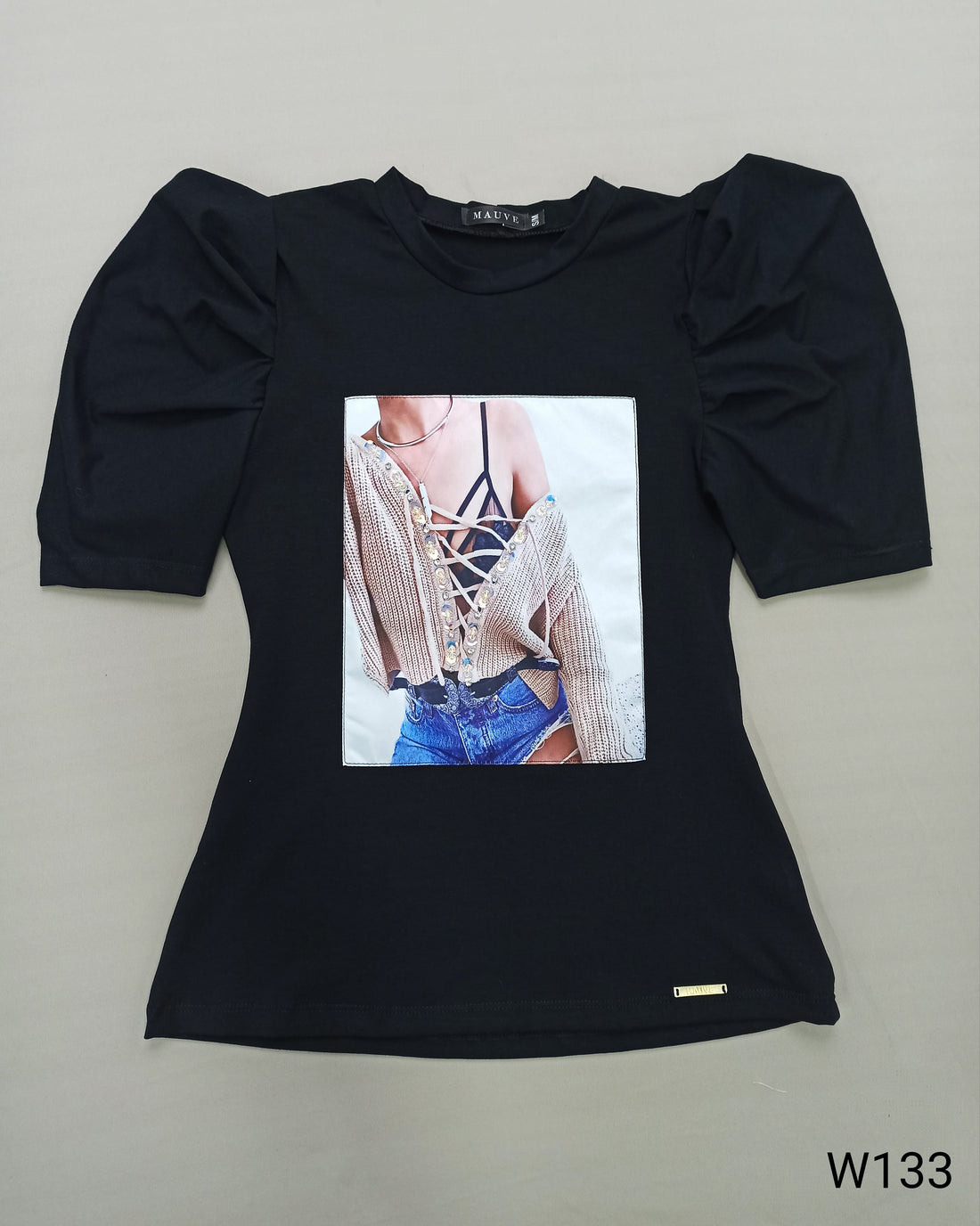 Blusa manga corta aplique