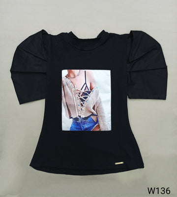 Blusa manga corta aplique