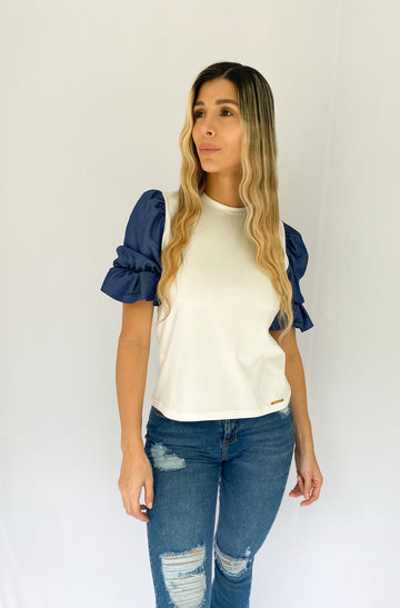 Blusa manga corta surcida tencel