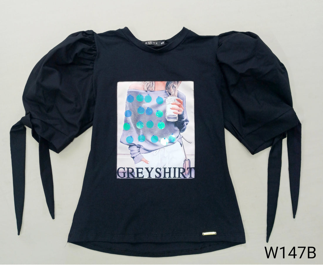 Blusa manga 3/4 aplique greyshir