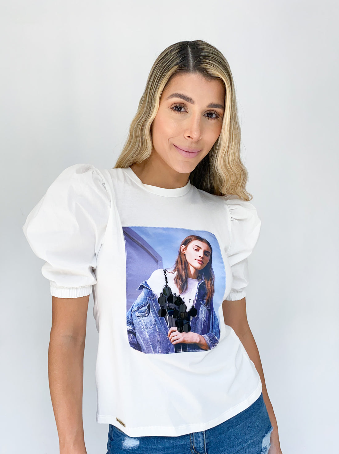 Blusa Manga Corta Aplique