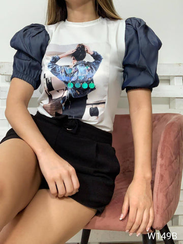 Blusa manga corta aplique