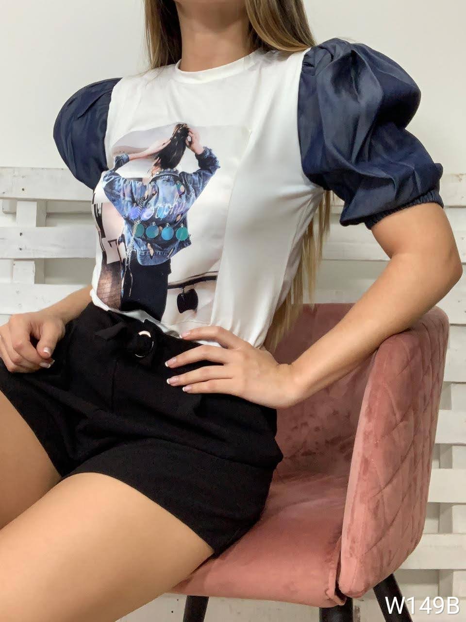 Blusa manga corta aplique