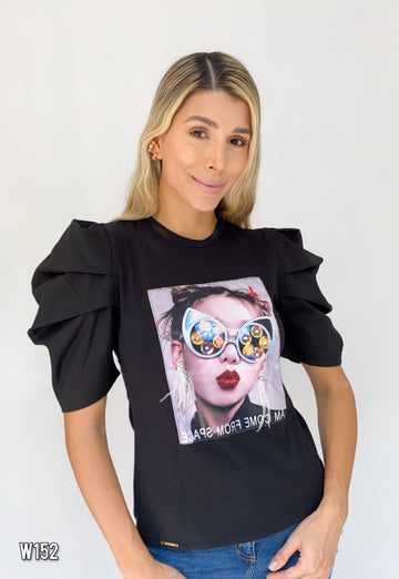 Blusa manga corta aplique