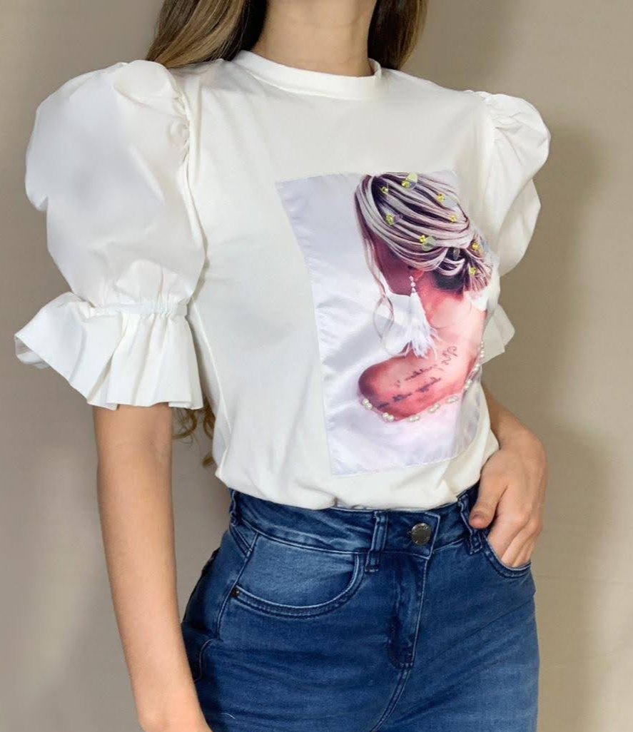 Blusa manga corta aplique