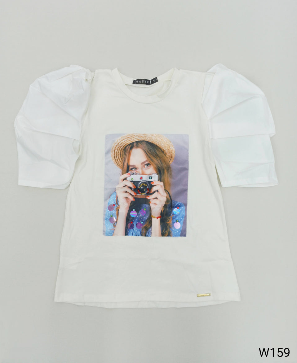 Blusa Manga Popelina Con Aplique