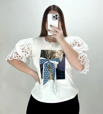 Blusa Manga Corta Guipur Mono Pepas