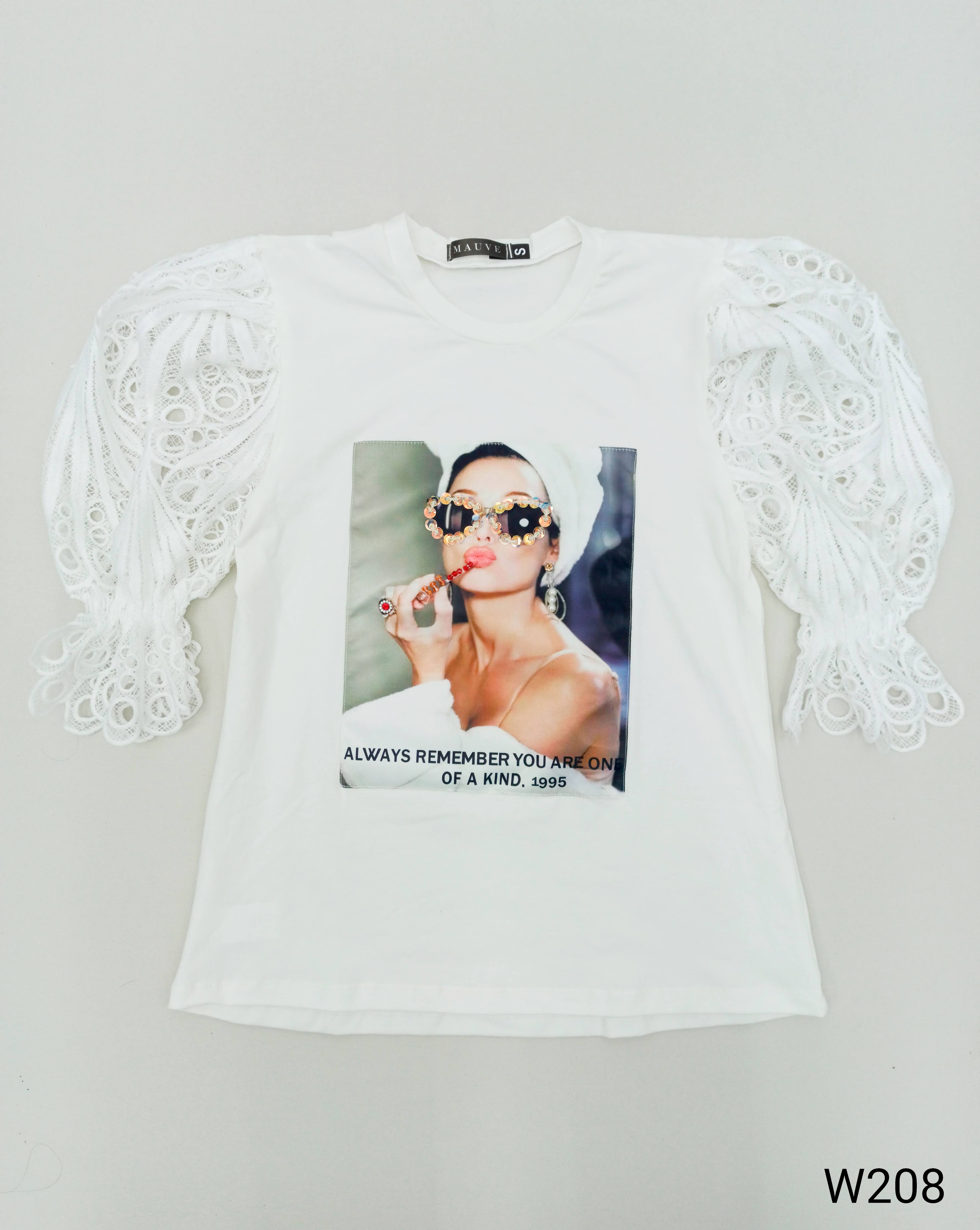 Blusa Manga Corta Pibiure Aplique Gafas