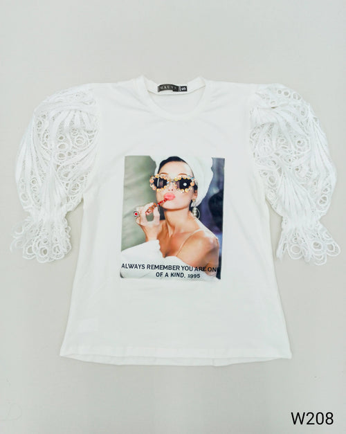 Blusa Manga Corta Pibiure Aplique Gafas