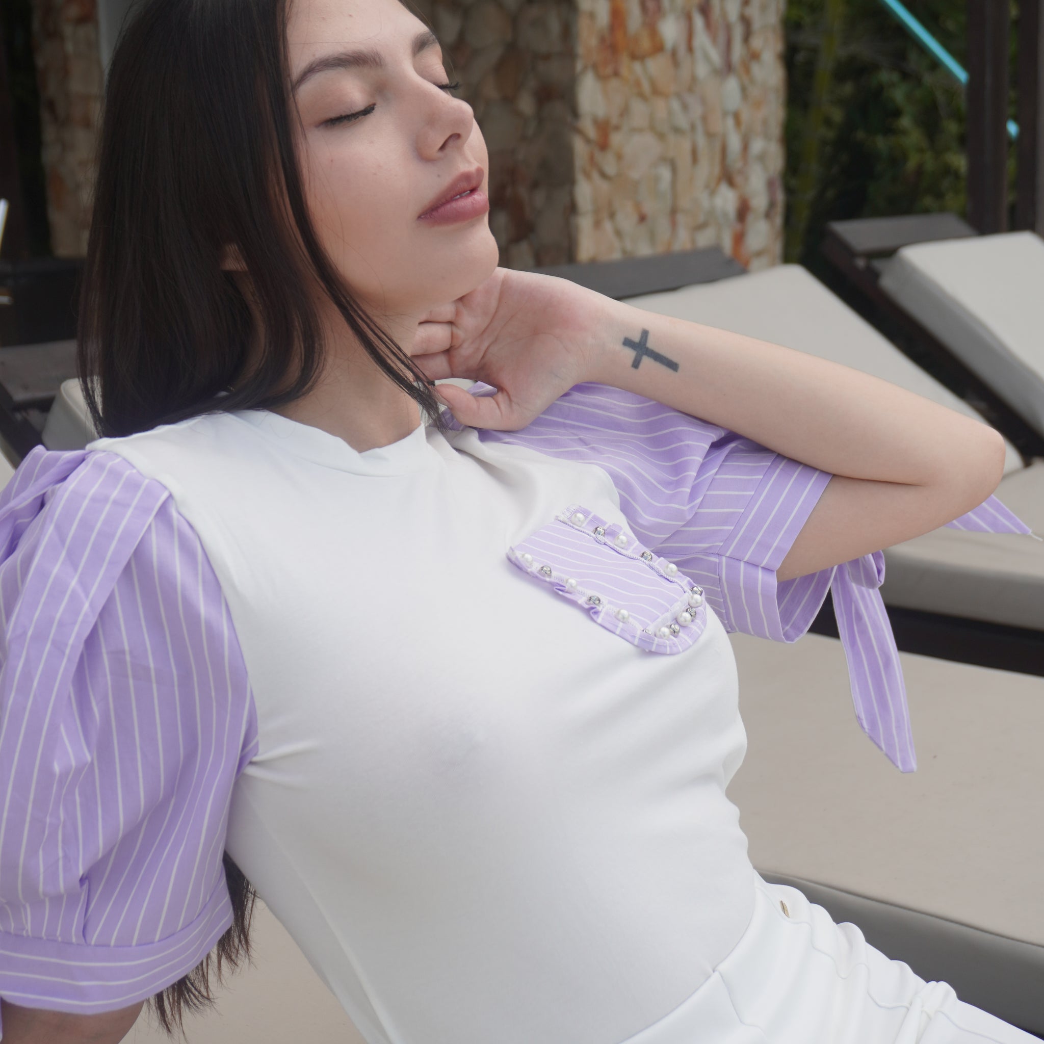 Blusa Cuello Redondo Manga Corta Rayas