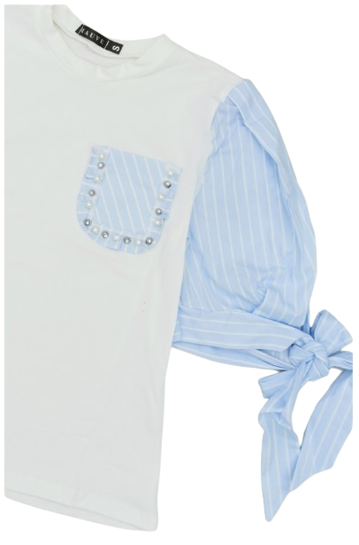 Blusa Cuello Redondo Manga Corta Rayas