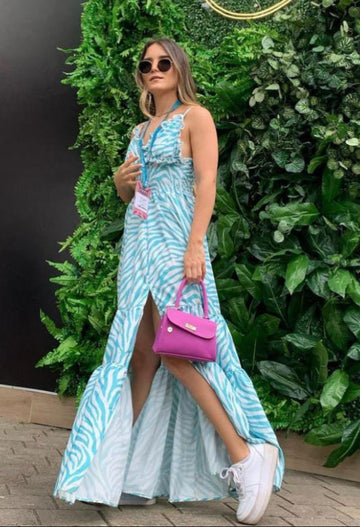 Vestido Copas Tiras Cintura Zurcido