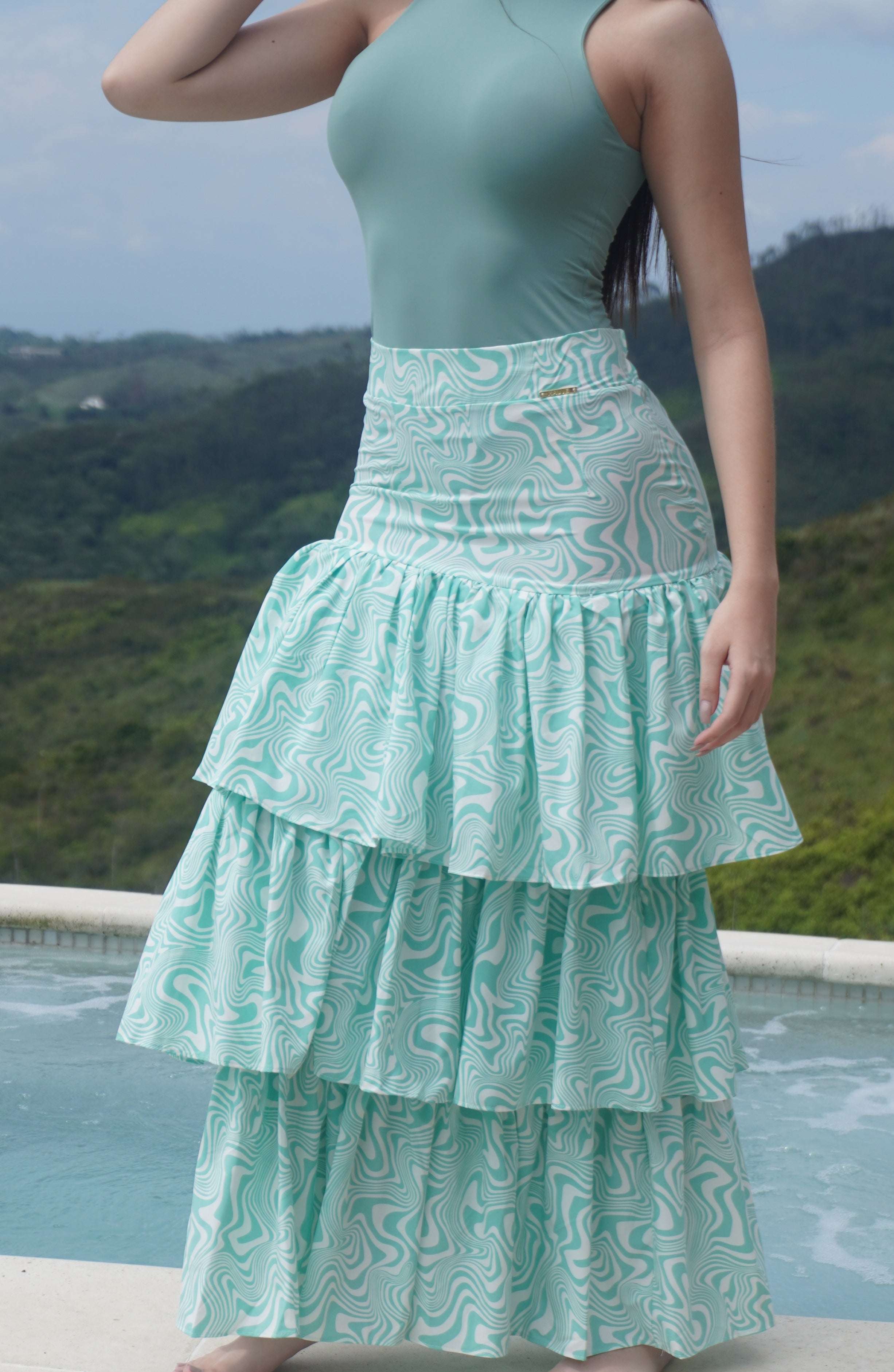 Falda Boleros 3 Iiempos Larga Estampada