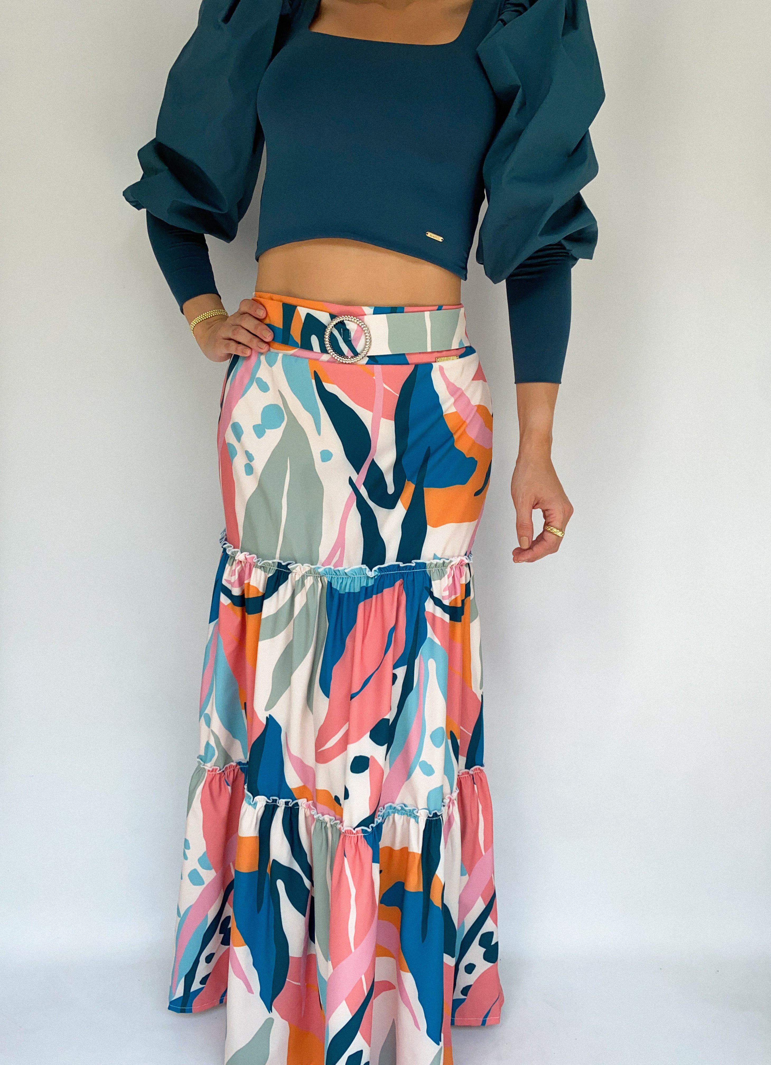 Falda Larga 3 Tiempos Estampada