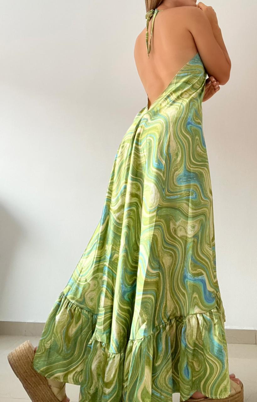 Vestido Estampado Tiras V