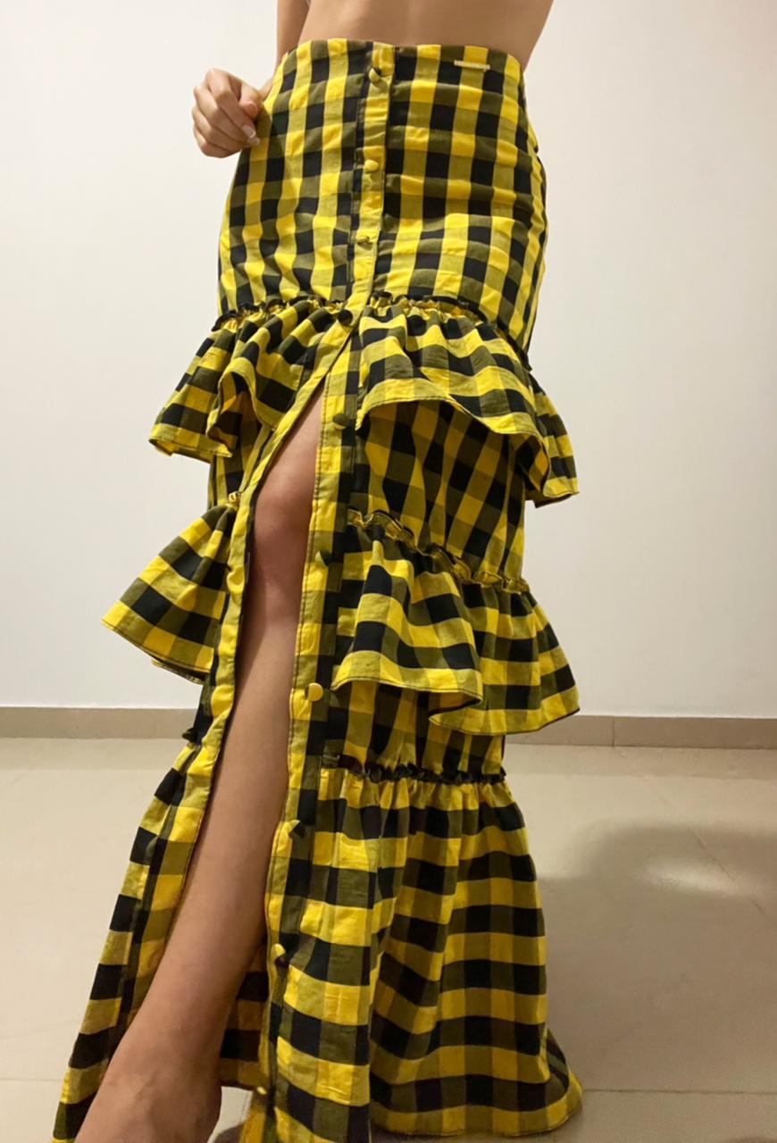 Falda Larga Boleros Estampada Cuadros