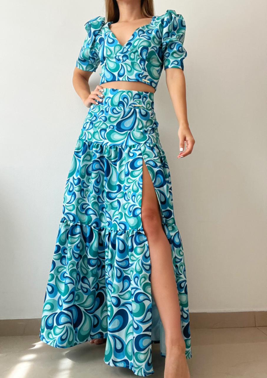 Conjunto Falda Blusa Cruzada