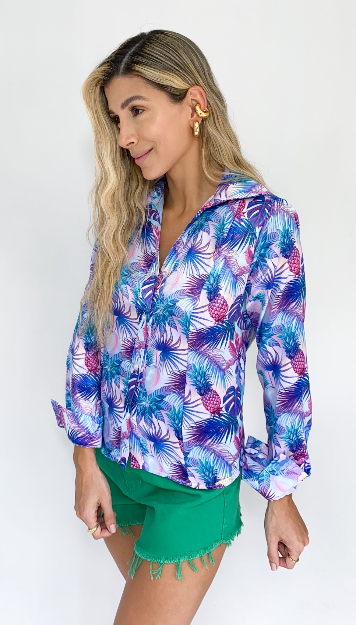 Camisera Manga Larga Satin Estampada