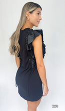 Vestido Corto Manga Sisa Cuerina