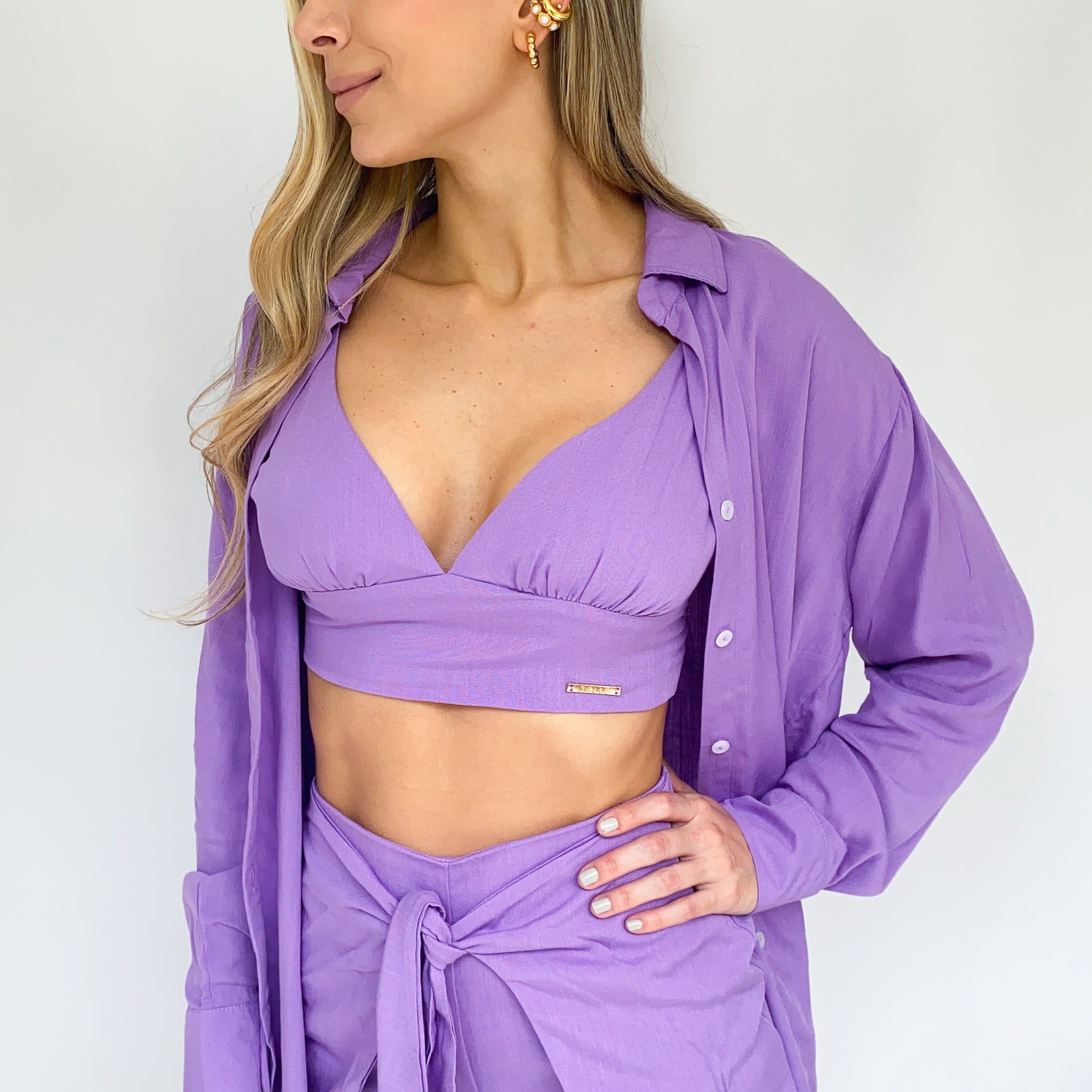 Conjunto 2 Piezas Short Amarras Crop Top
